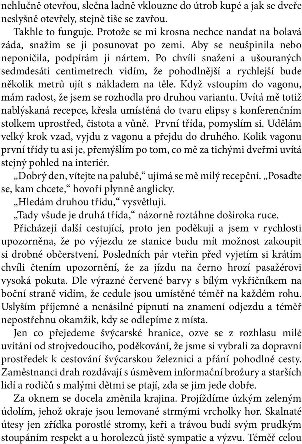 Po chvíli snažení a ušouraných sedmdesáti centimetrech vidím, že pohodlnější a rychlejší bude několik metrů ujít s nákladem na těle.