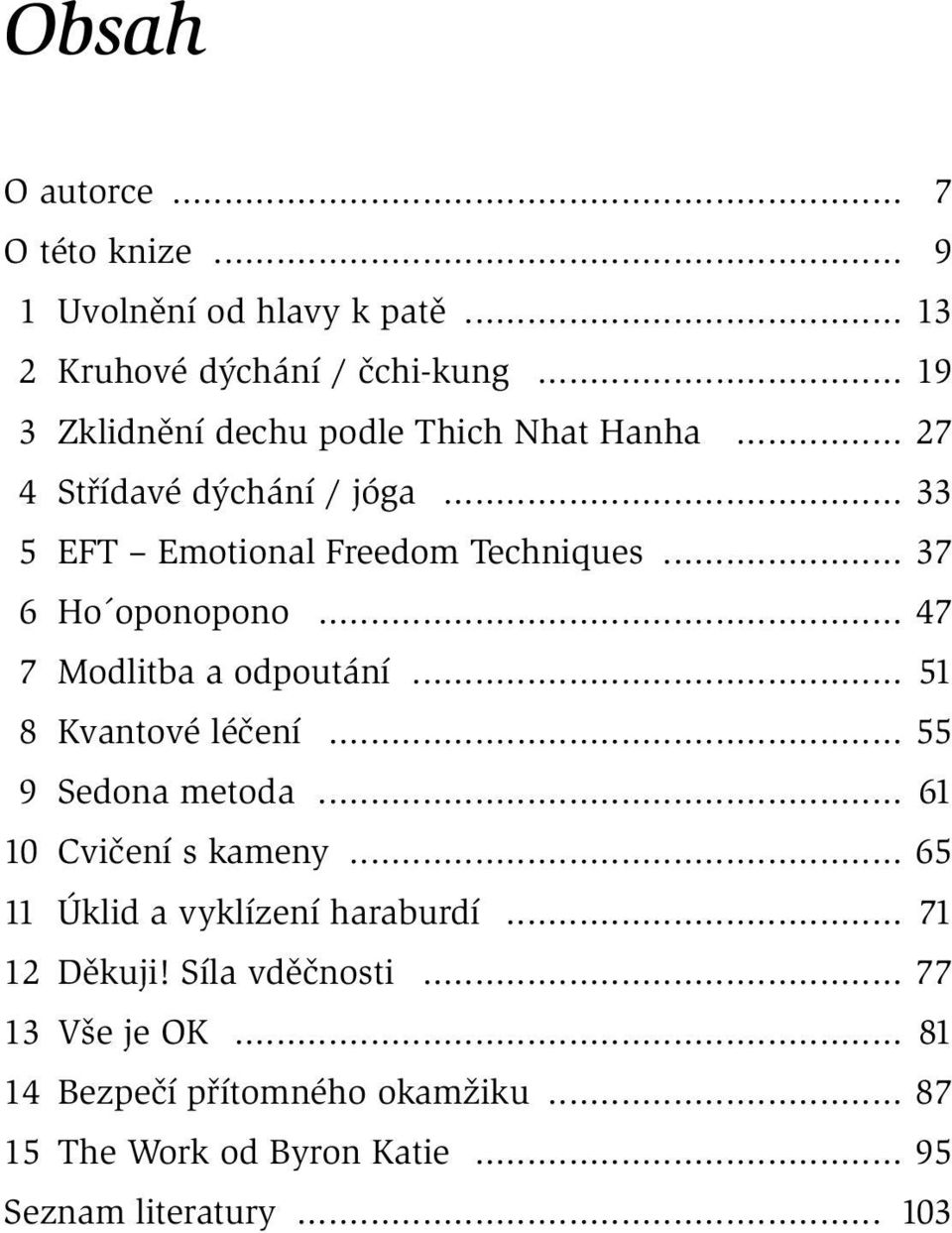 .. 37 6 Ho oponopono... 47 7 Modlitba a odpoutání... 51 8 Kvantové léčení... 55 9 Sedona metoda... 61 10 Cvičení s kameny.