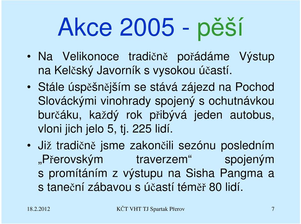 přibývá jeden autobus, vloni jich jelo 5, tj. 225 lidí.