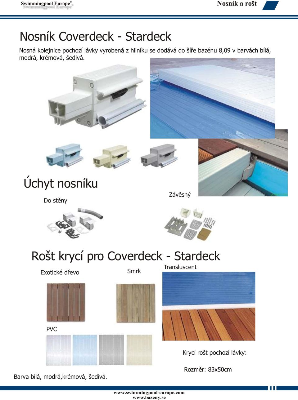 Úchyt nosníku Do stìny Závìsný Rošt krycí pro Coverdeck - Stardeck Transluscent