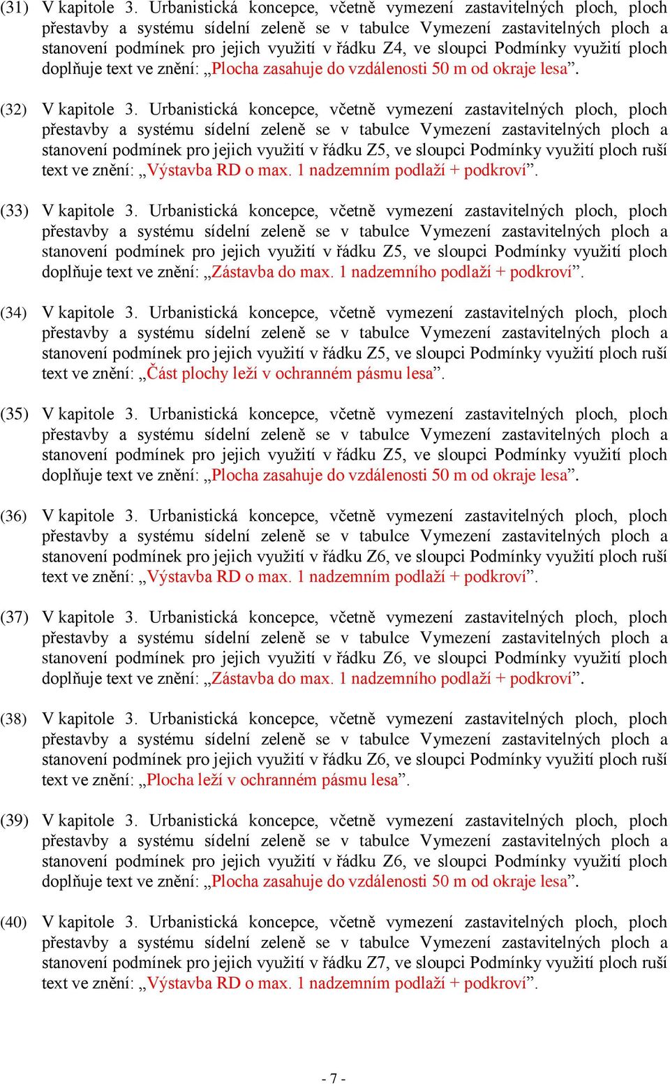 vzdálenosti 50 m od okraje lesa. (32) V kapitole 3.