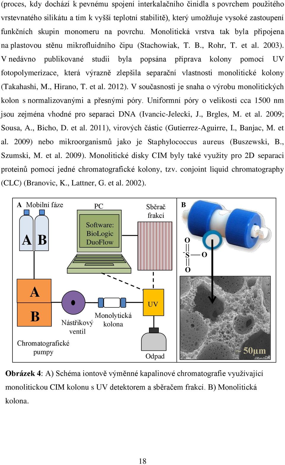 V nedávno publikované studii byla popsána příprava kolony pomocí UV fotopolymerizace, která výrazně zlepšila separační vlastnosti monolitické kolony (Takahashi, M., Hirano, T. et al. 2012).