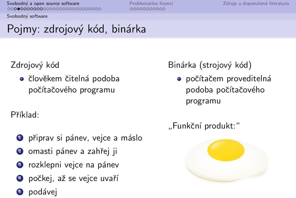 pánev a zahřej ji 3 rozklepni vejce na pánev 4 počkej, až se vejce uvaří 5 podávej