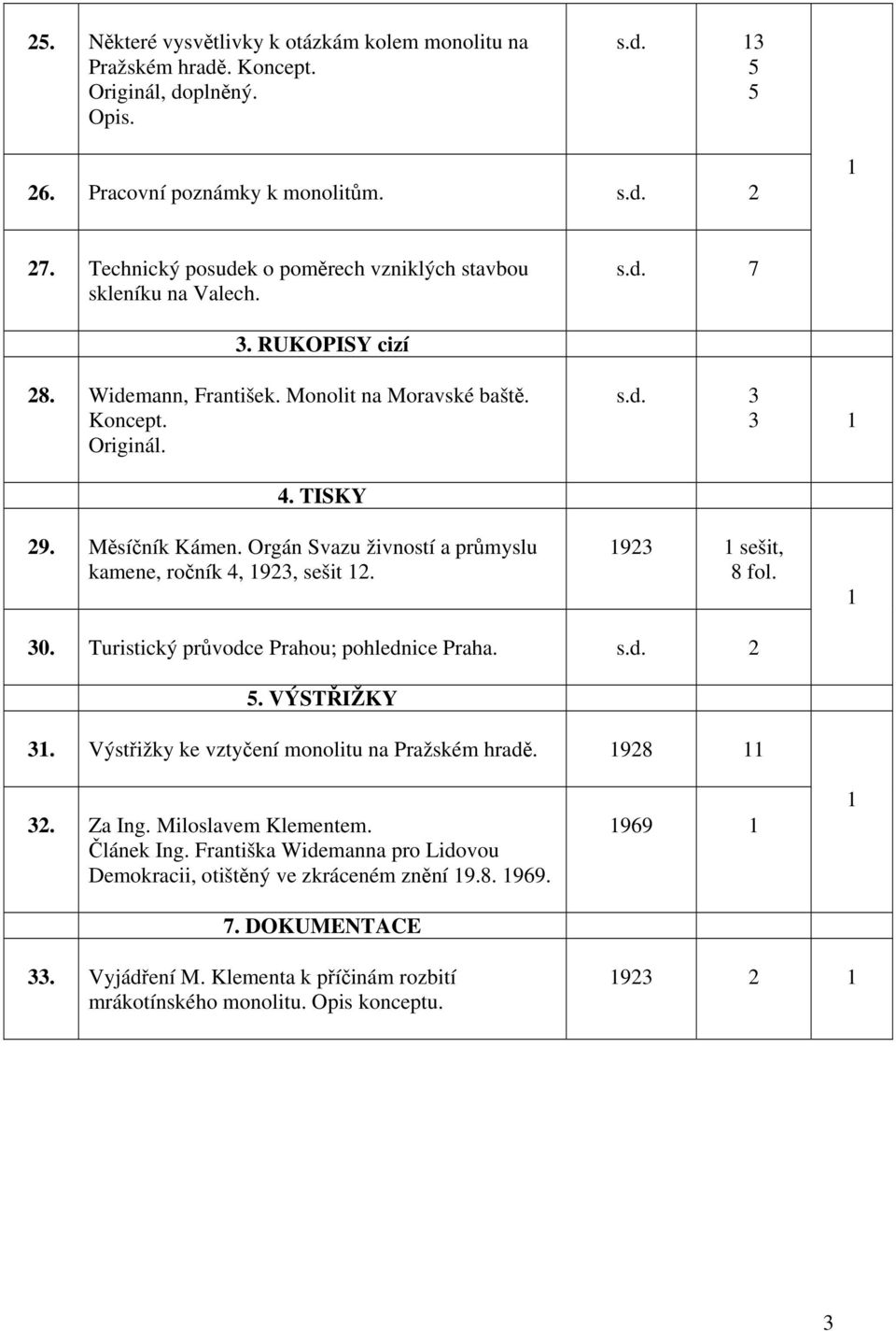 Orgán Svazu živností a průmyslu kamene, ročník 4, 923, sešit 2. 923 sešit, 8 fol. 30. Turistický průvodce Prahou; pohlednice Praha. s.d. 2 5. VÝSTŘIŽKY 3.