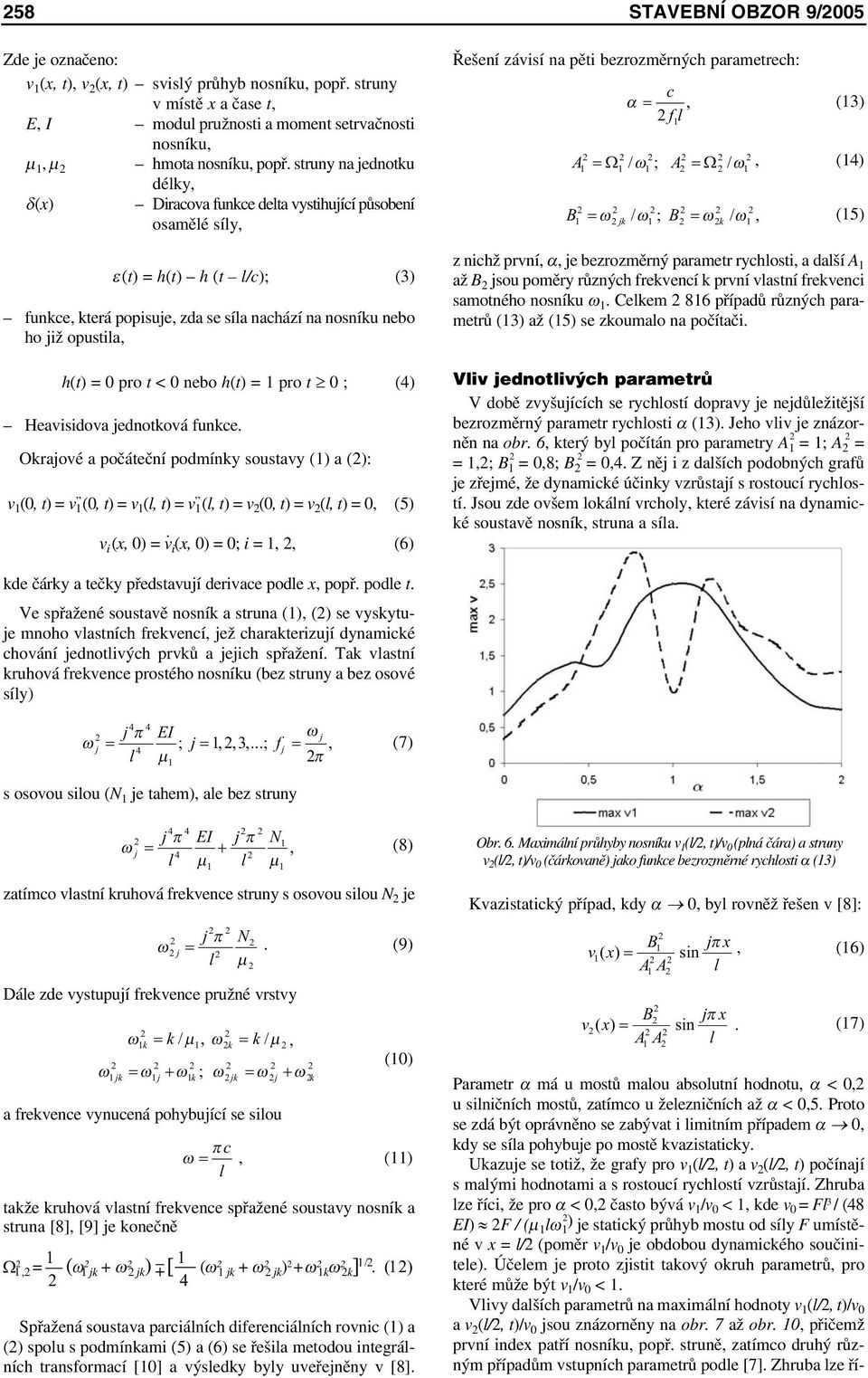 struny na jednotku délky, δ(x) Diracova funkce delta vystihující působení osamělé síly, ε(t) = h(t) h (t l/c); (3) funkce, která popisuje, zda se síla nachází na nosníku nebo ho již opustila, h(t) =