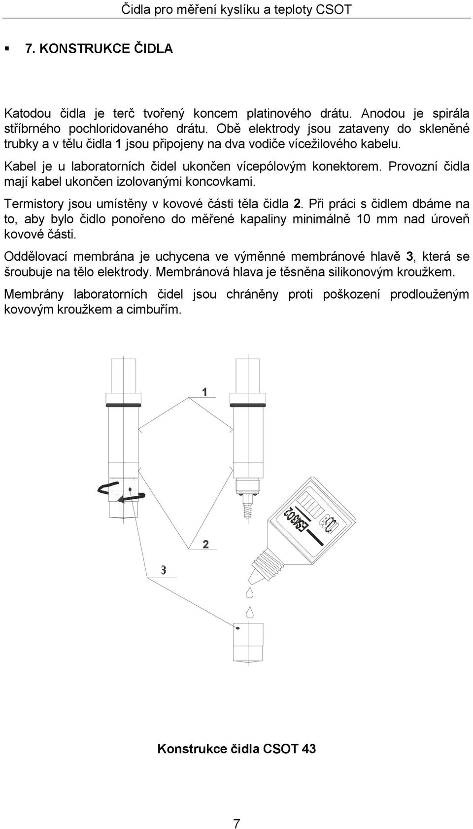 Provozní čidla mají kabel ukončen izolovanými koncovkami. Termistory jsou umístěny v kovové části těla čidla 2.