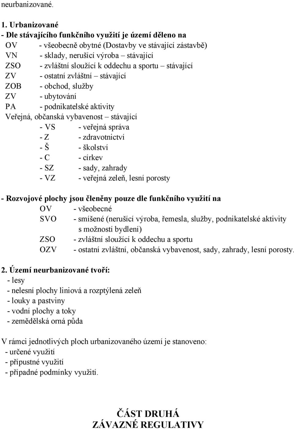 sportu stávající ZV - ostatní zvláštní stávající ZOB - obchod, služby ZV - ubytování PA - podnikatelské aktivity Veřejná, občanská vybavenost stávající - VS - veřejná správa - Z - zdravotnictví - Š -