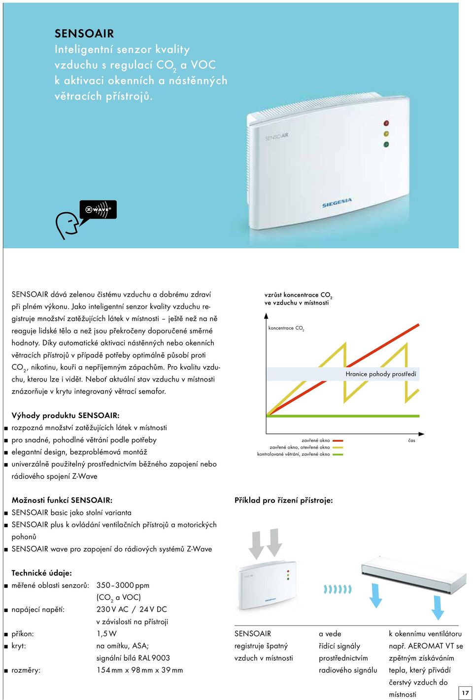 Díky automatické aktivaci nástěnných nebo okenních větracích přístrojů v případě potřeby optimálně působí proti CO 2, nikotinu, kouři a nepříjemným zápachům. Pro kvalitu vzduchu, kterou lze i vidět.