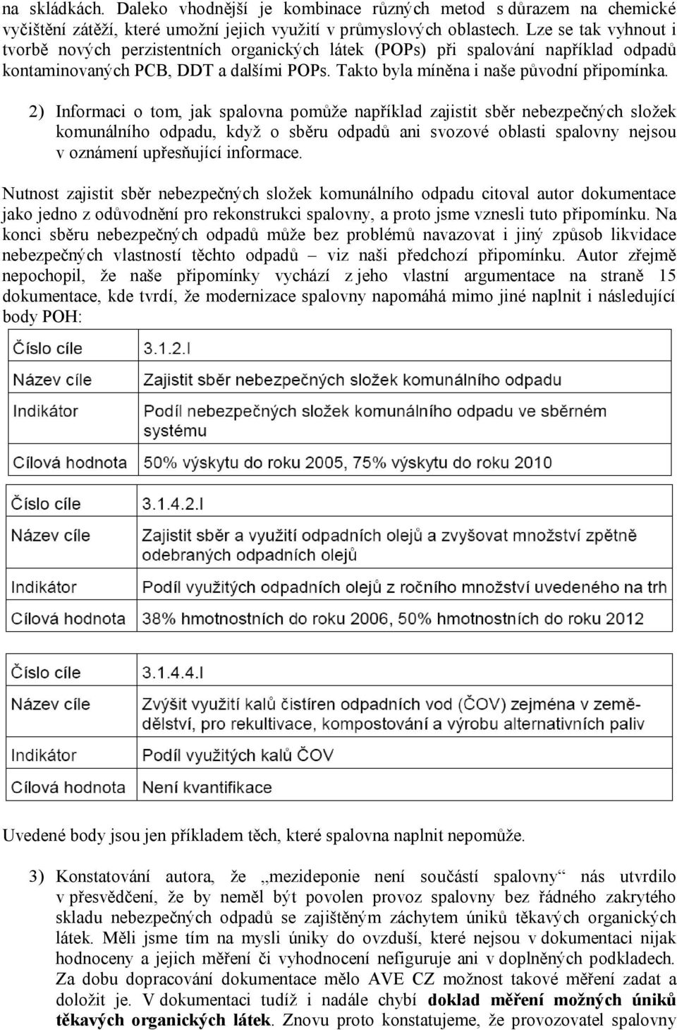 2) Informaci o tom, jak spalovna pomůže například zajistit sběr nebezpečných složek komunálního odpadu, když o sběru odpadů ani svozové oblasti spalovny nejsou v oznámení upřesňující informace.