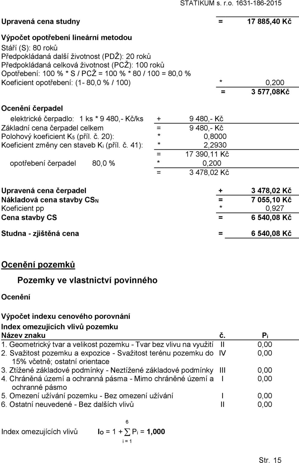 celkem = 9 480,- Kč Polohový koeficient K5 (příl. č.