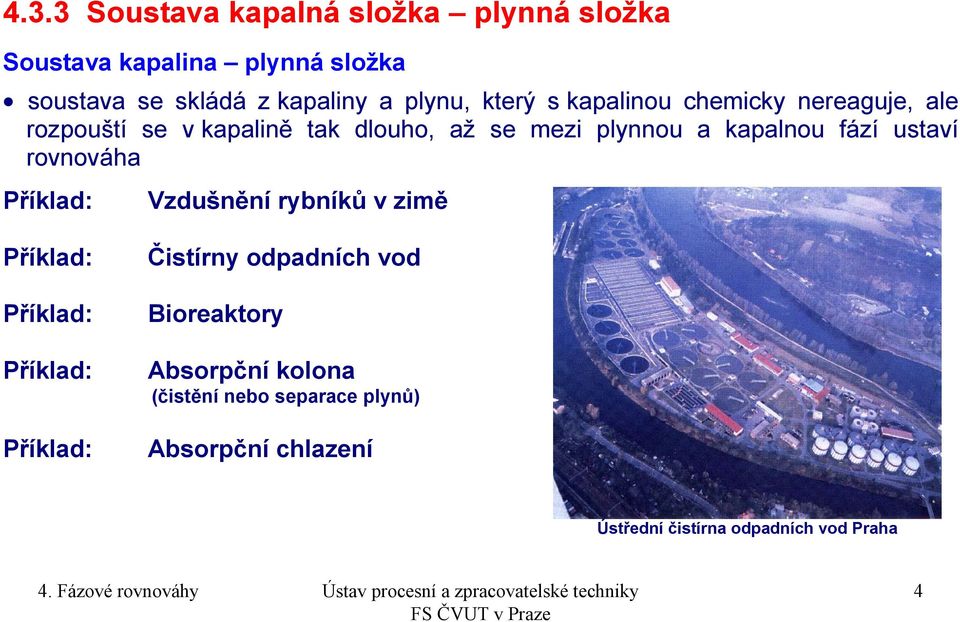 Příklad: Vzdušnění rybníků v zimě Příklad: Příklad: Příklad: Příklad: Čistírny odadních vod ioreaktory bsorční kolona