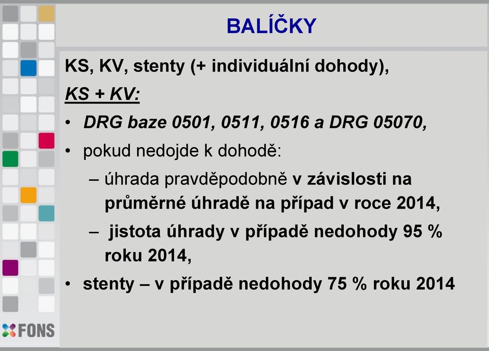 závislosti na průměrné úhradě na případ v roce 2014, jistota úhrady v