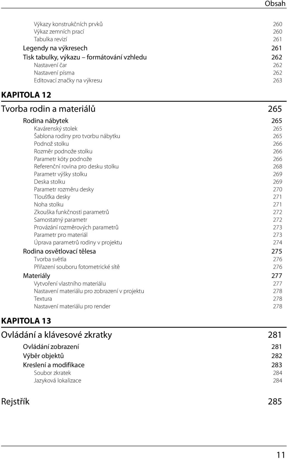 podnože 266 Referenční rovina pro desku stolku 268 Parametr výšky stolku 269 Deska stolku 269 Parametr rozměru desky 270 Tloušťka desky 271 Noha stolku 271 Zkouška funkčnosti parametrů 272 Samostatný