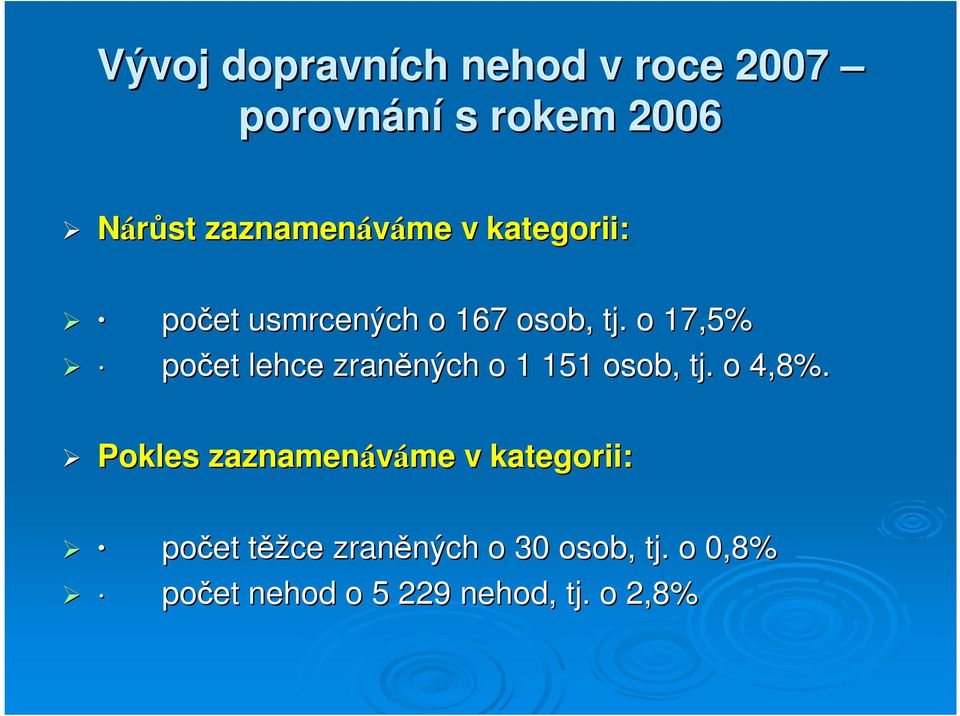 o 17,5% počet lehce zraněných ných o 1 151 osob, tj. o 4,8%.