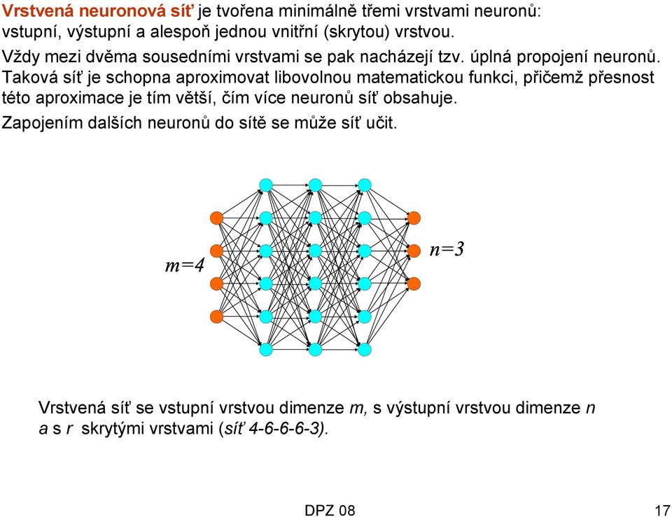 Taková síť je schopna aproximovat libovolnou matematickou funkci, přičemž přesnost této aproximace je tím větší, čím více neuronů