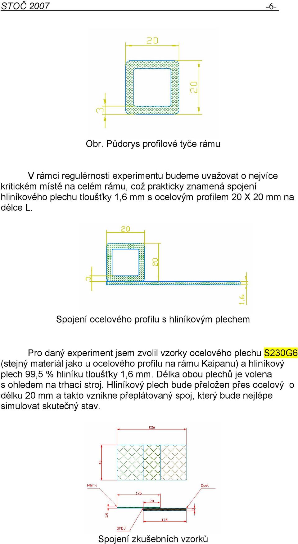 plechu tloušťky,6 mm s ocelovým profilem X mm na délce L.