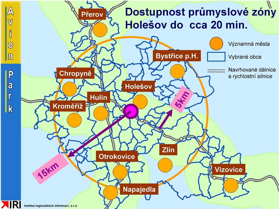 Vybrané obce Chropyně Navrhované dálnice a rychlostní