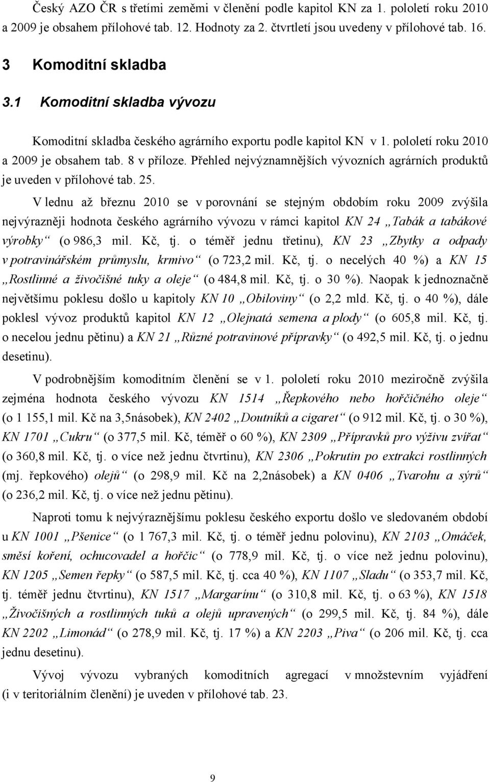 Přehled nejvýznamnějších vývozních agrárních produktů je uveden v přílohové tab. 25.