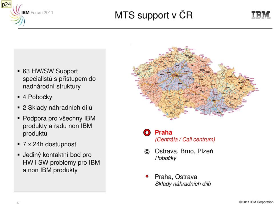 dostupnost Jediný kontaktní bod pro HW i SW problémy pro IBM a non IBM produkty Praha (Centrála