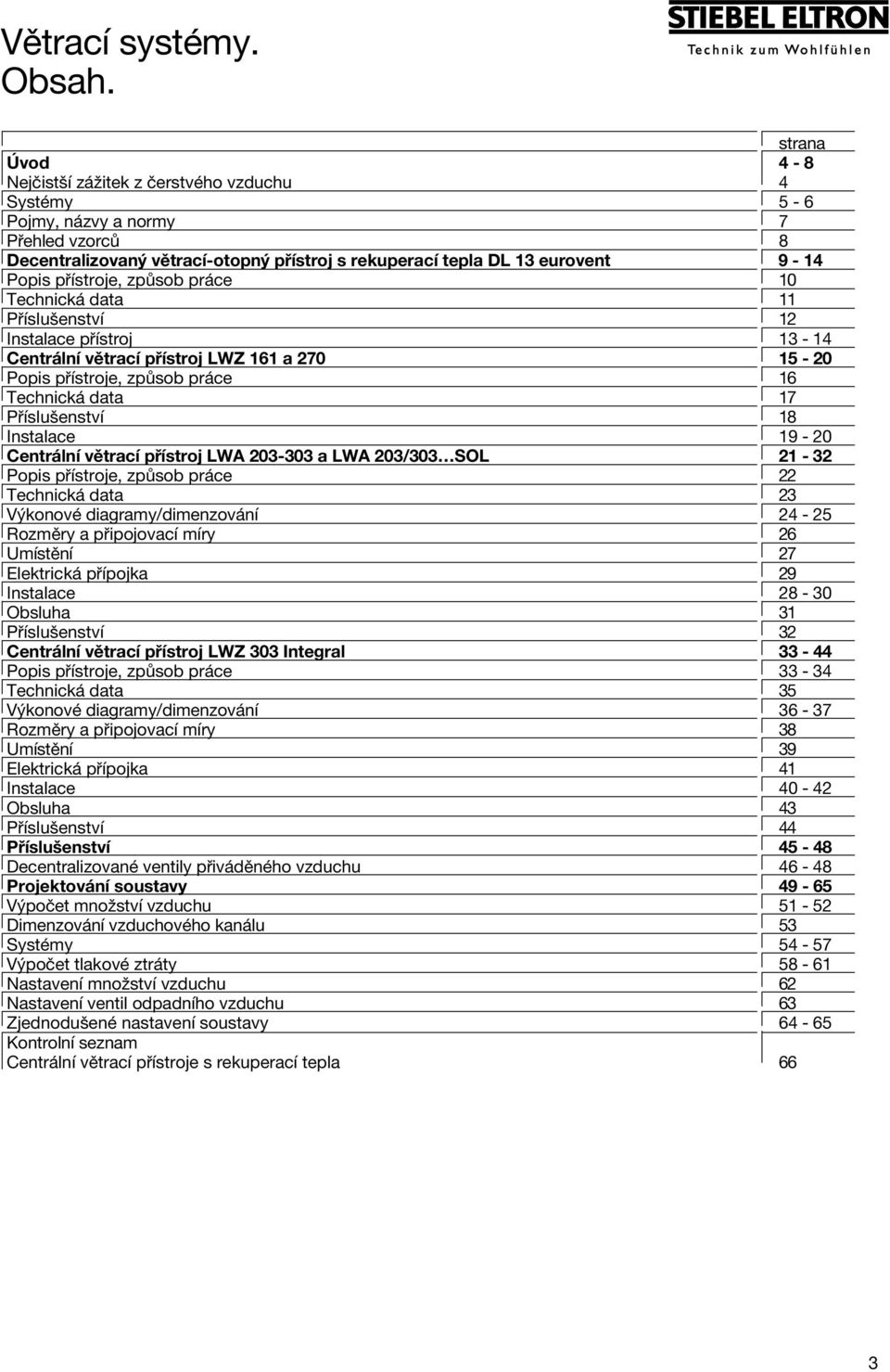 Ìstroje, zp sob pr ce 10 Technick data 11 P ÌsluöenstvÌ 12 Instalace p Ìstroj 13-14 Centr lnì vïtracì p Ìstroj LWZ 161 a 270 15-20 Popis p Ìstroje, zp sob pr ce 16 Technick data 17 P ÌsluöenstvÌ 18