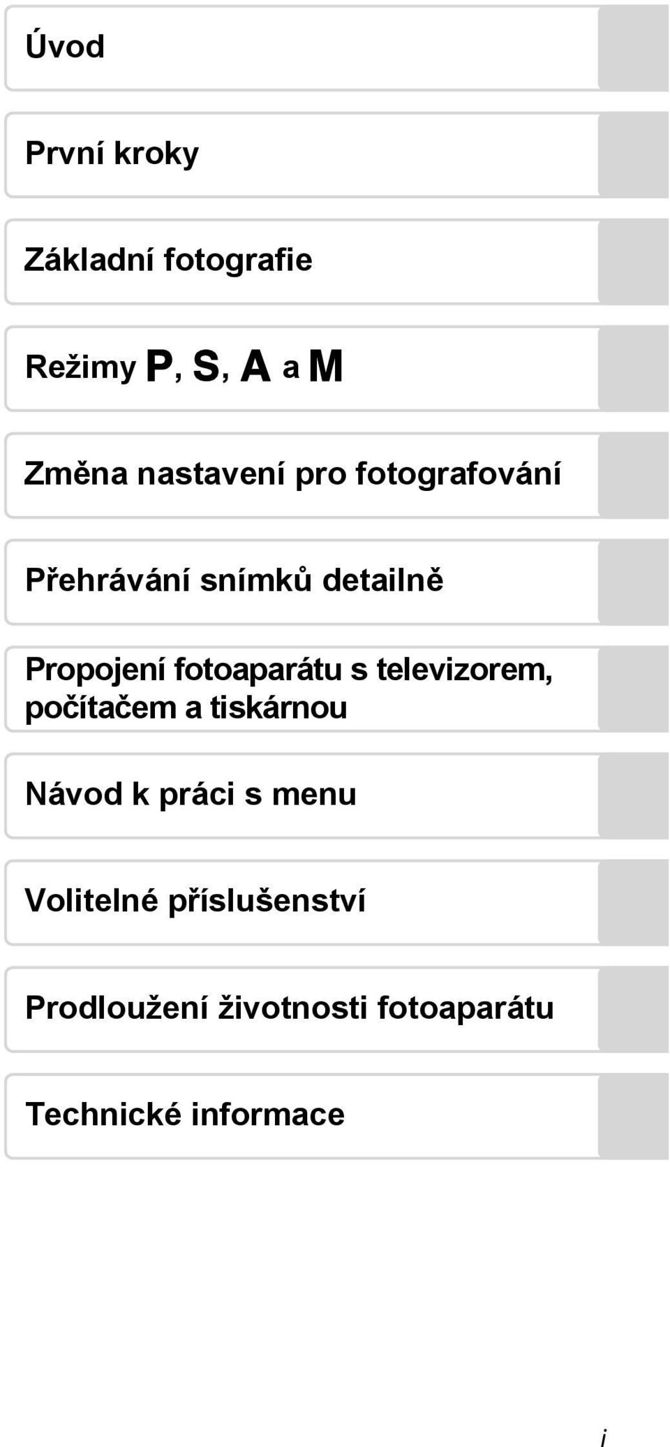 fotoaparátu s televizorem, počítačem a tiskárnou Návod k práci s menu