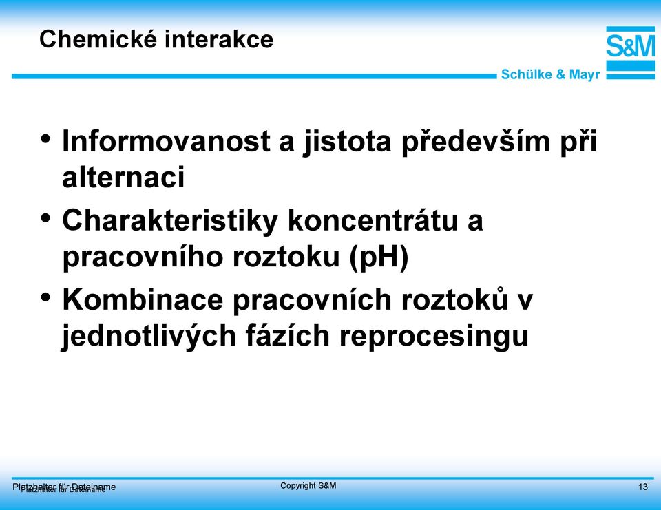 pracovního roztoku (ph) Kombinace pracovních roztoků