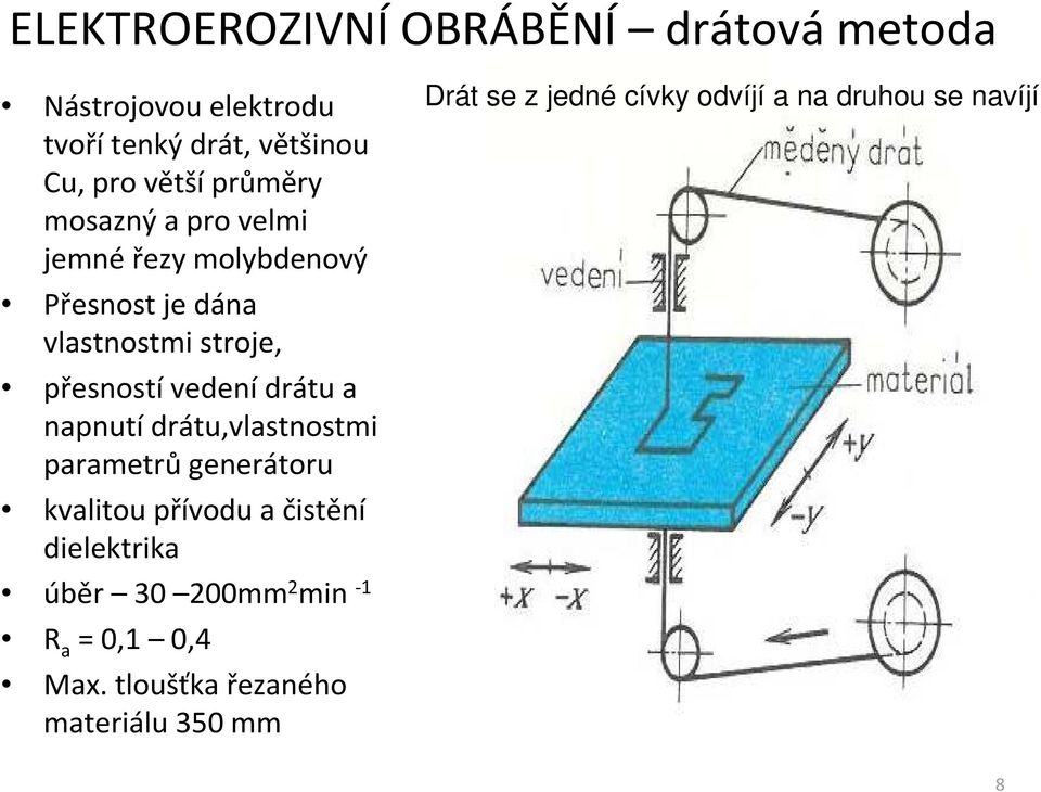 přesnostívedenídrátu a napnutídrátu,vlastnostmi parametrů generátoru kvalitou přívodu a čistění