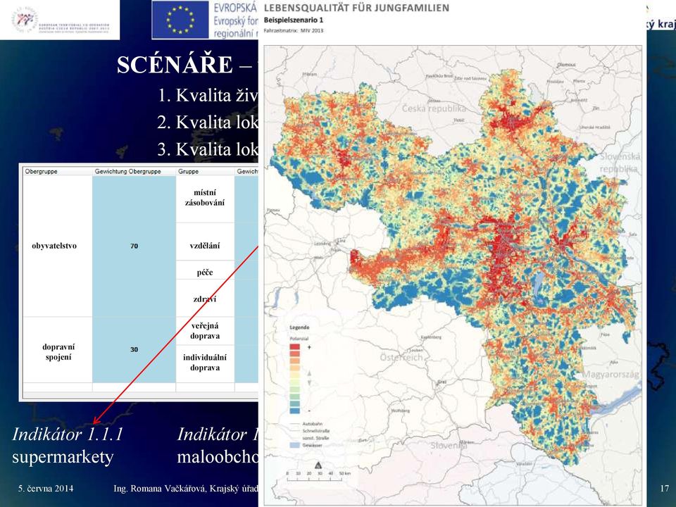 individuální doprava Indikátor 1.1.1 supermarkety Indikátor 1.1.2 maloobchod Indikátor 1.2.4 Vysoké školy Indikátor 1.2.1 Základní školy Ing.