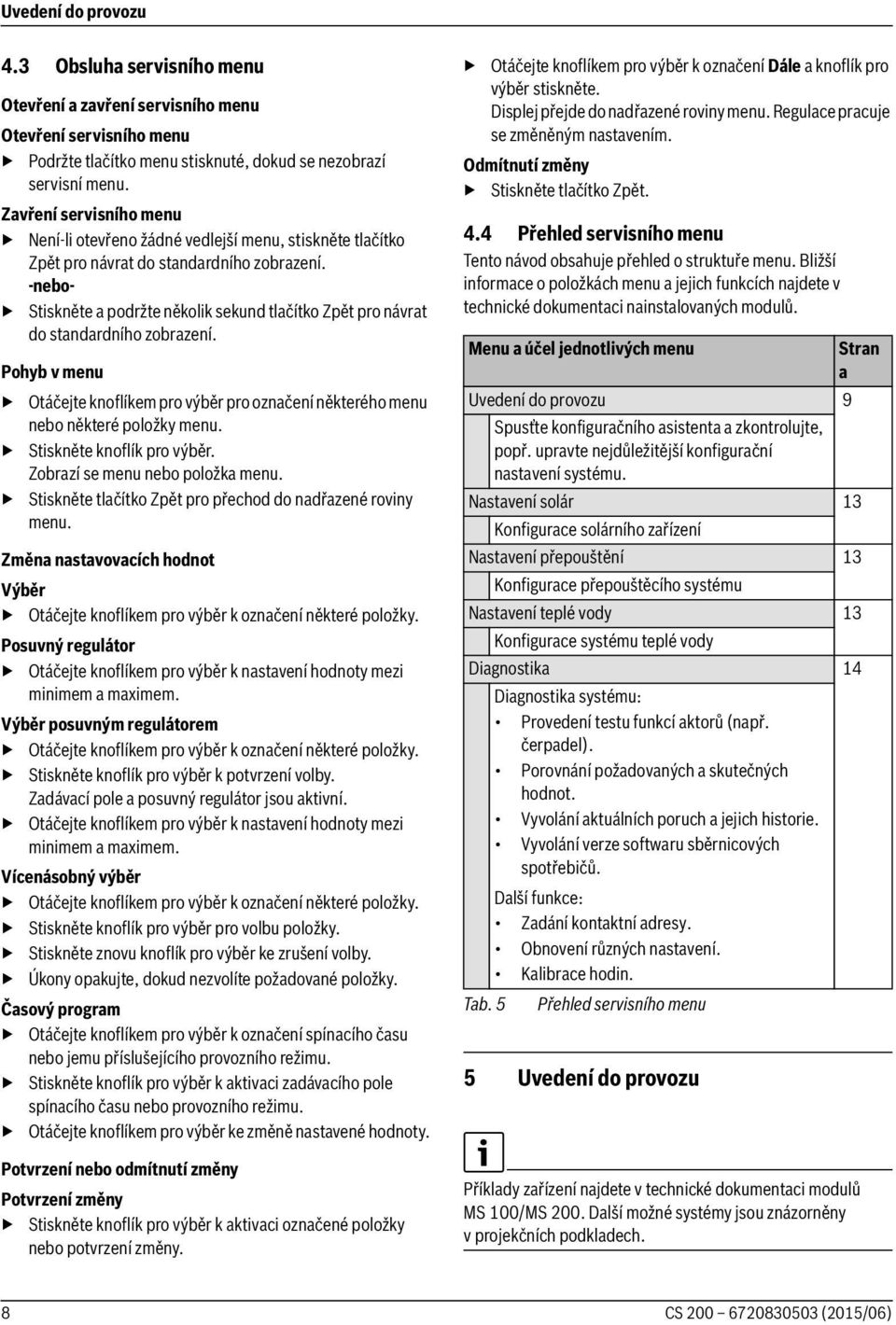 -nebo- Stiskněte a podržte několik sekund tlačítko Zpět pro návrat do standardního zobrazení. Pohyb v menu Otáčejte knoflíkem pro výběr pro označení některého menu nebo některé položky menu.