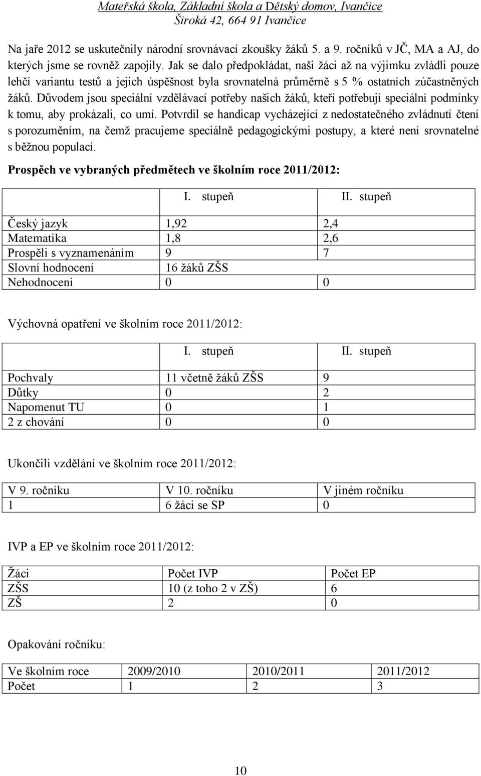 Důvodem jsou speciální vzdělávací potřeby našich žáků, kteří potřebují speciální podmínky k tomu, aby prokázali, co umí.