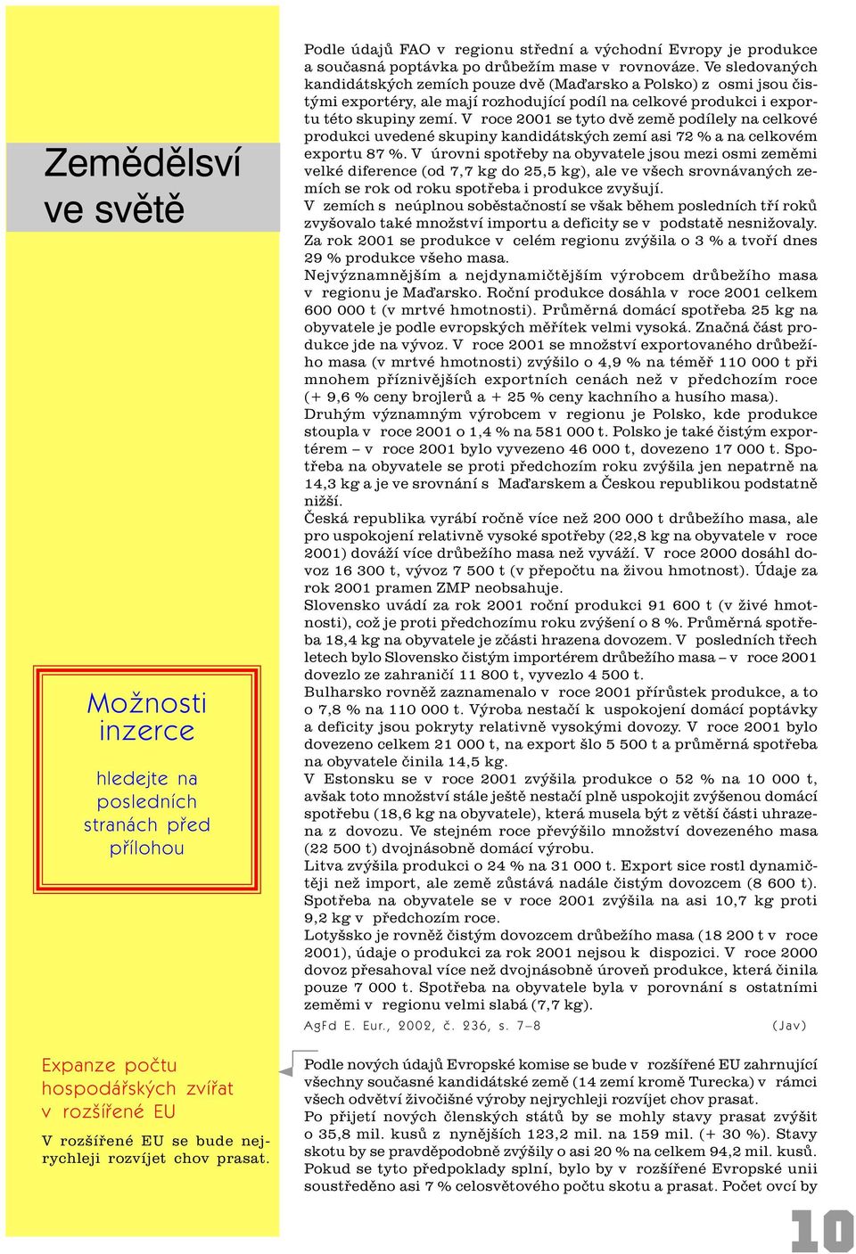 Ve sledovaných kandidátských zemích pouze dvì (Maïarsko a Polsko) z osmi jsou èistými exportéry, ale mají rozhodující podíl na celkové produkci i exportu této skupiny zemí.