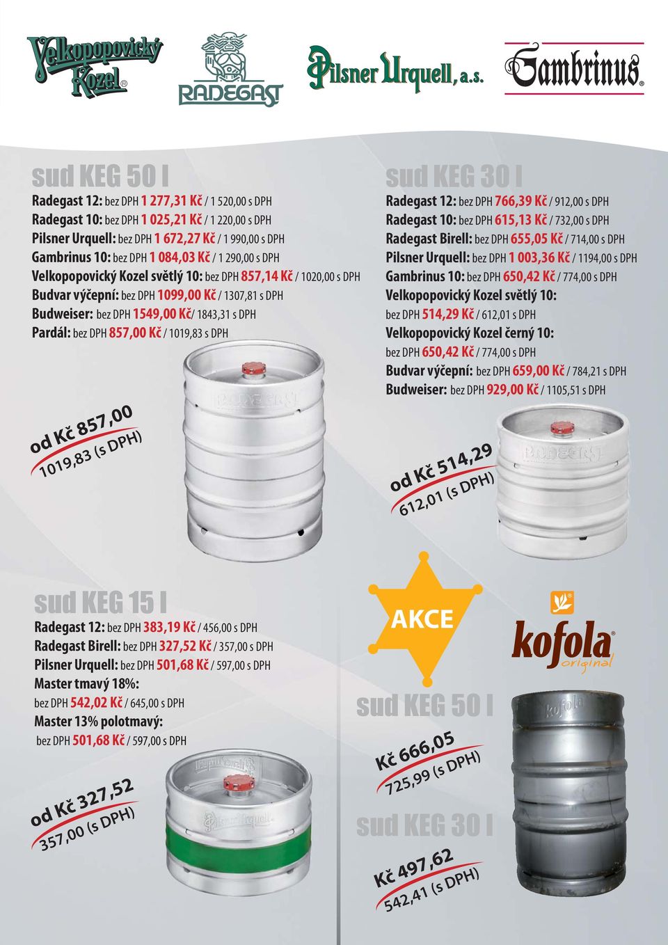 857,00 Kč / 1019,83 s DPH od Kč 857,00 1019,83 (s DPH) sud KEG 30 l Radegast 12: bez DPH 766,39 Kč / 912,00 s DPH Radegast 10: bez DPH 615,13 Kč / 732,00 s DPH Radegast Birell: bez DPH 655,05 Kč /