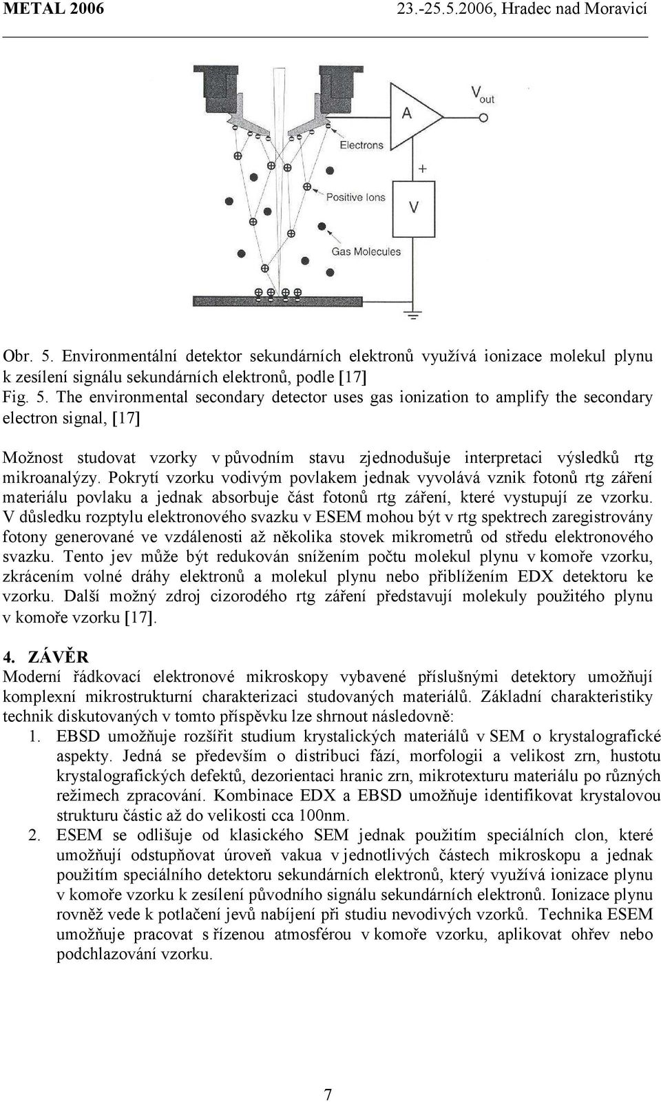 The environmental secondary detector uses gas ionization to amplify the secondary electron signal, [17] Možnost studovat vzorky v původním stavu zjednodušuje interpretaci výsledků rtg mikroanalýzy.