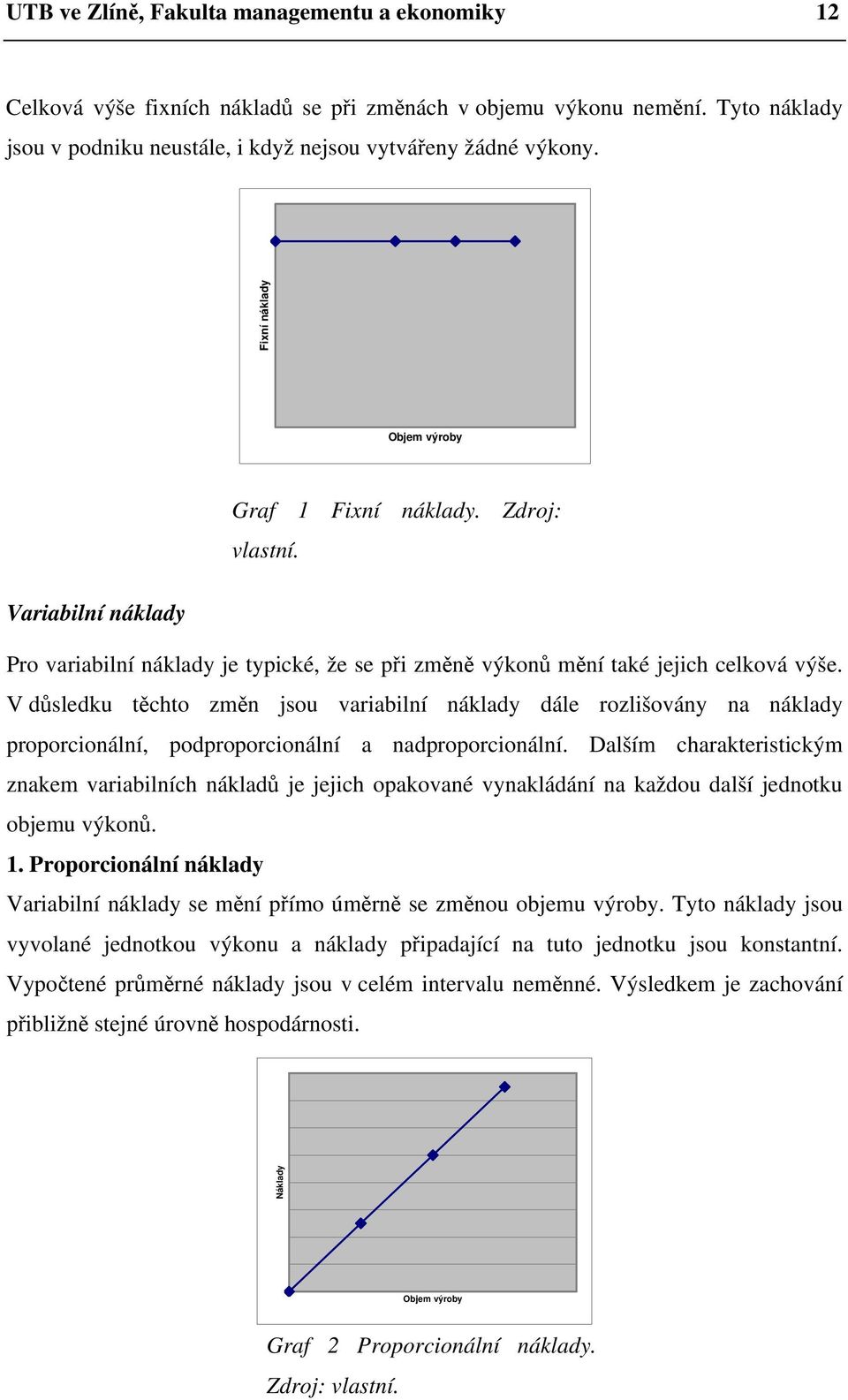 V důsledku těchto změn jsou variabilní náklady dále rozlišovány na náklady proporcionální, podproporcionální a nadproporcionální.