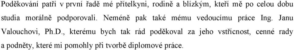 Neméně pak také mému vedoucímu práce Ing. Janu Valouchovi, Ph.D.