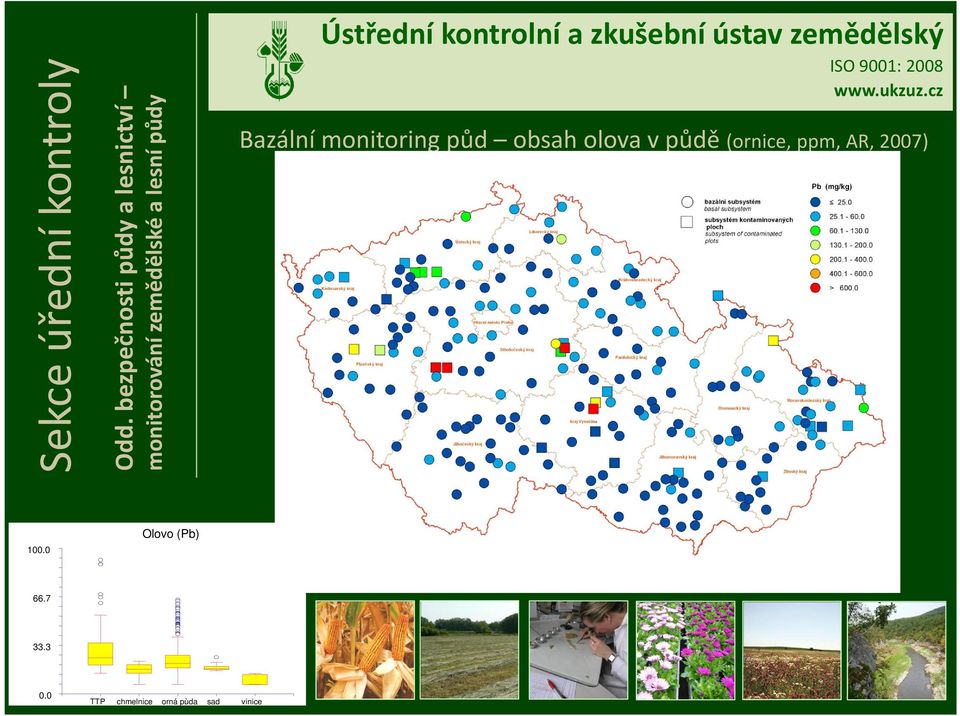 lesní půdy O Bazální monitoring půd obsah olova v půdě