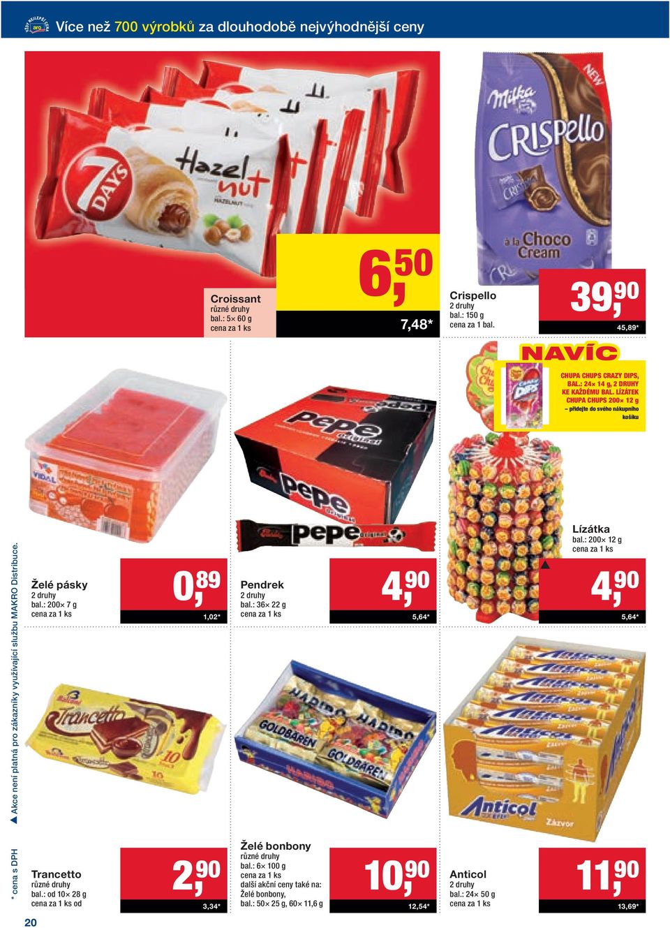 LÍZÁTEK CHUPA CHUPS 200 12 g přidejte do svého nákupního košíku Akce není platná pro zákazníky využívající službu MAKRO Distribuce. Želé pásky 2 druhy bal.