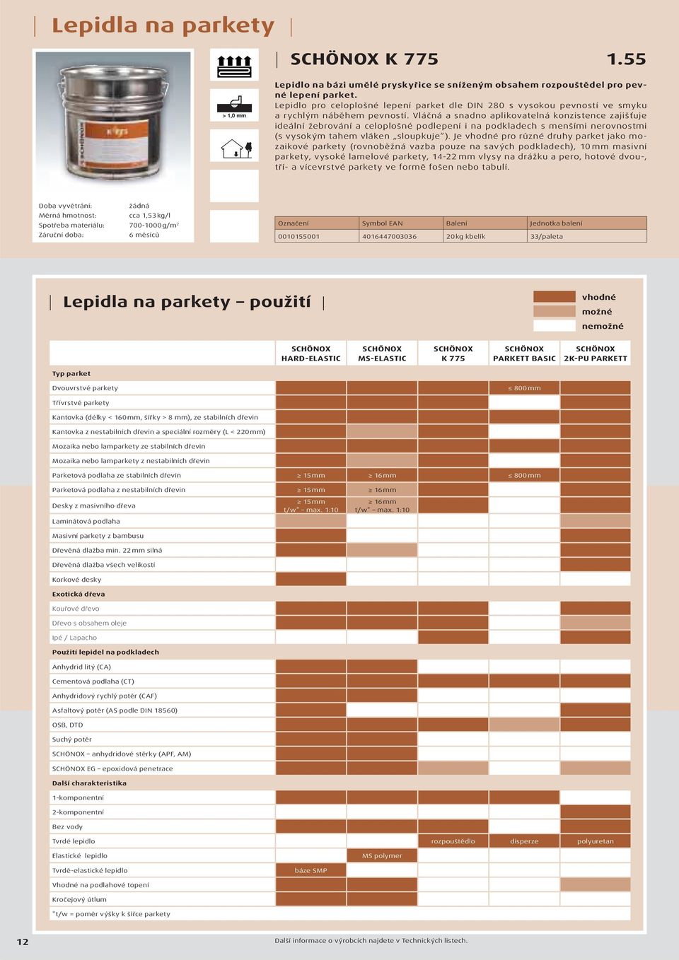 Vláčná a snadno aplikovatelná konzistence zajišťuje ideální žebrování a celoplošné podlepení i na podkladech s menšími nerovnostmi (s vysokým tahem vláken sloupkuje ).