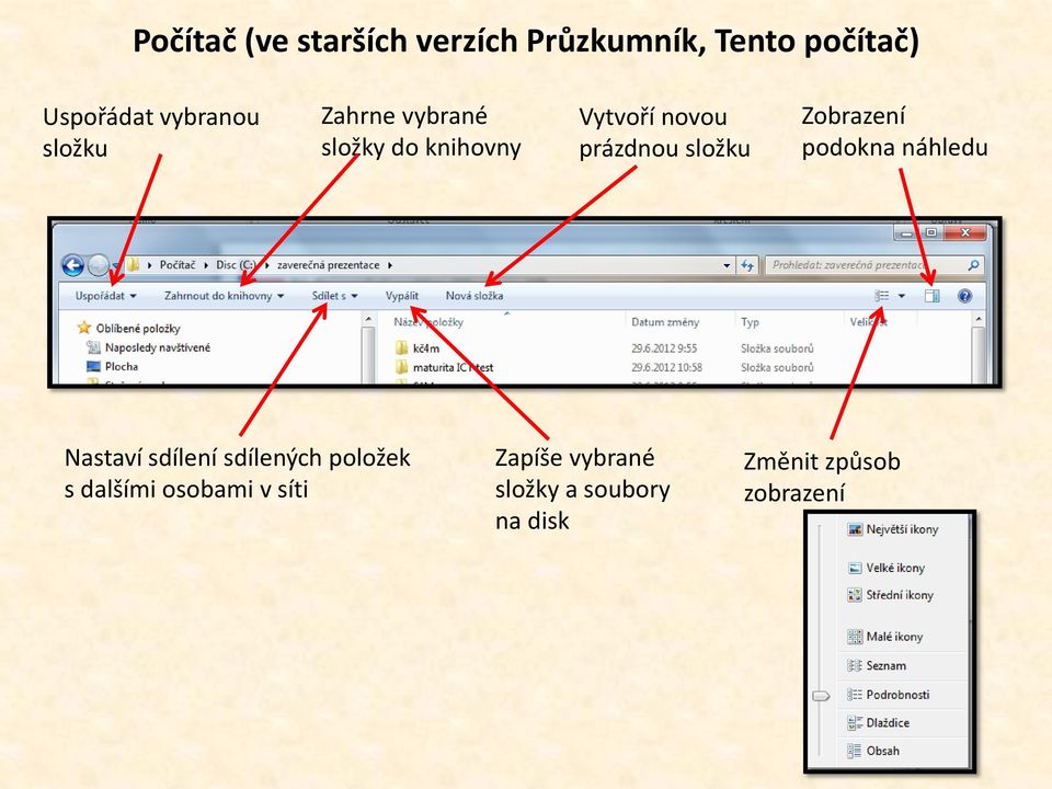 složku Zobrazení podokna náhledu Nastaví sdílení sdílených položek s