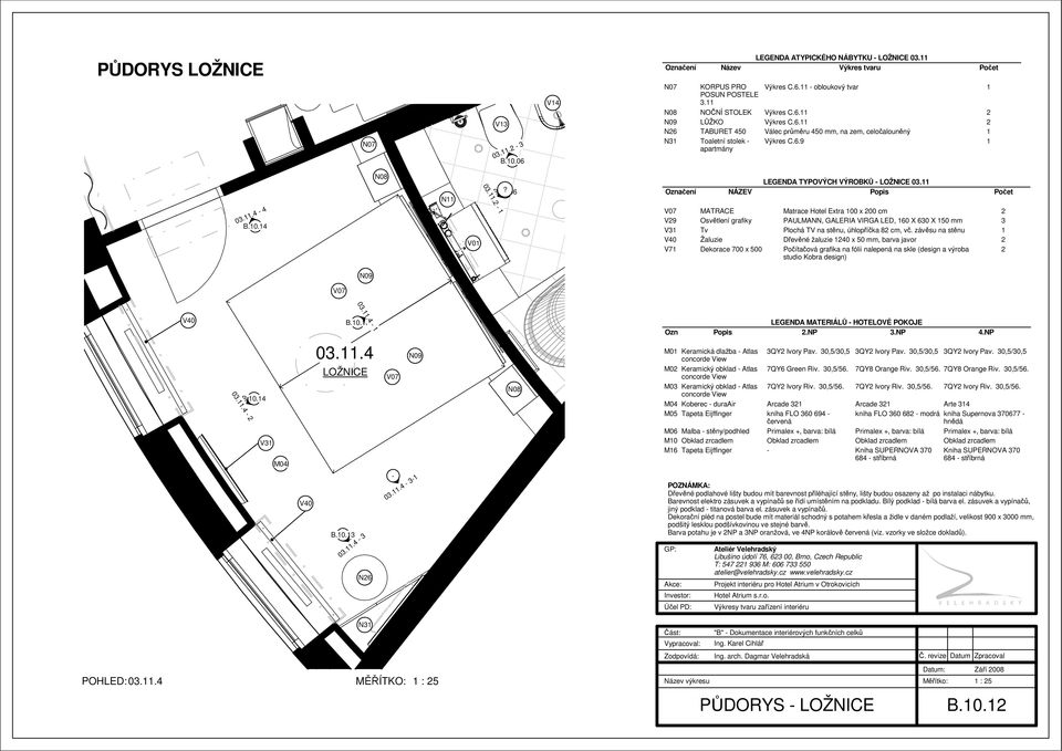 LEGENDA TYPOVÝCH VÝROBKŮ - LOŽNICE 03. V07 MATRACE Matrace Hotel Extra 00 x 00 cm V9 Osvětlení grafiky PAULMANN, GALERIA VIRGA LED, 60 X 630 X 50 mm 3 V3 Tv Plochá TV na stěnu, úhlopříčka 8 cm, vč.