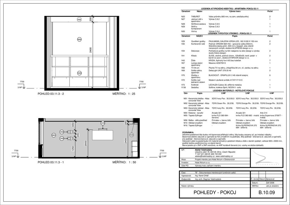 .3 - MĚŘÍTKO: : 5 400 V9 Osvětlení grafiky PAULMANN, GALERIA VIRGA LED, 60 X 630 X 50 mm V30 Konferenční stůl Podnož: DREAM 483/AC - upravená výška 650mm, Skleněná deska prům. 600 mm z bezpeč.