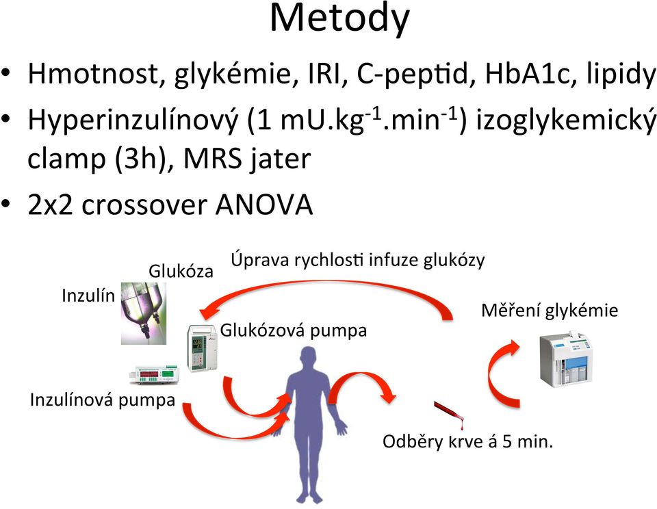 min - 1 ) izoglykemický clamp (3h), MRS jater 2x2 crossover ANOVA