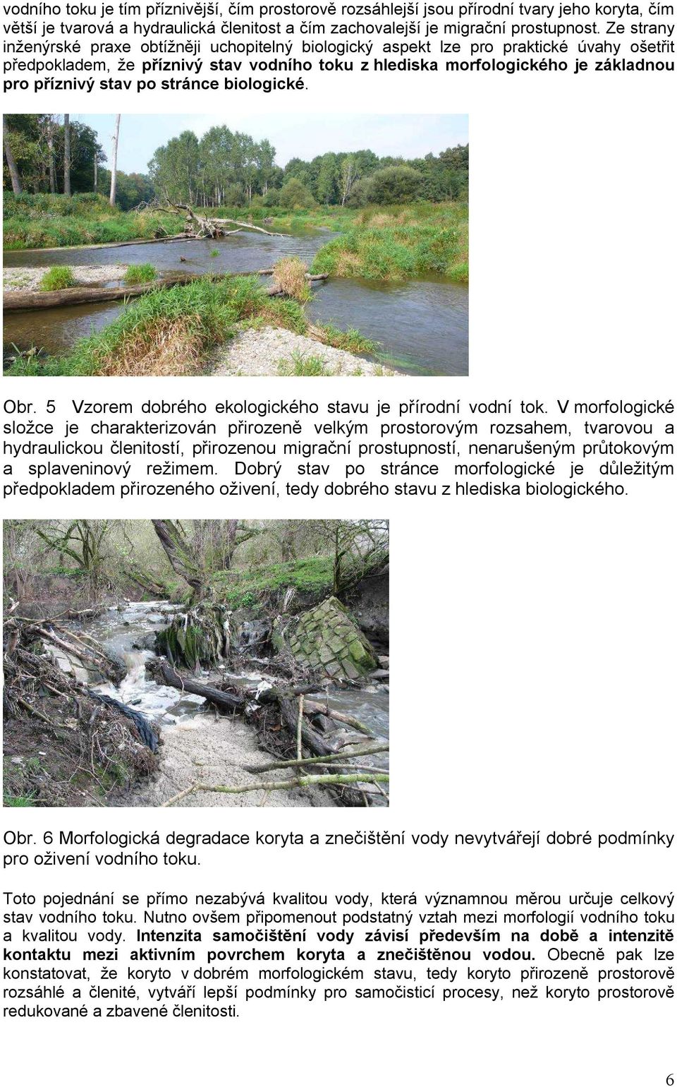 po stránce biologické. Obr. 5 Vzorem dobrého ekologického stavu je přírodní vodní tok.