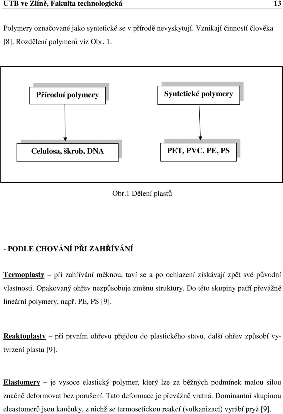 Do této skupiny patří převážně lineární polymery, např. PE, PS [9]. Reaktoplasty při prvním ohřevu přejdou do plastického stavu, další ohřev způsobí vytvrzení plastu [9].