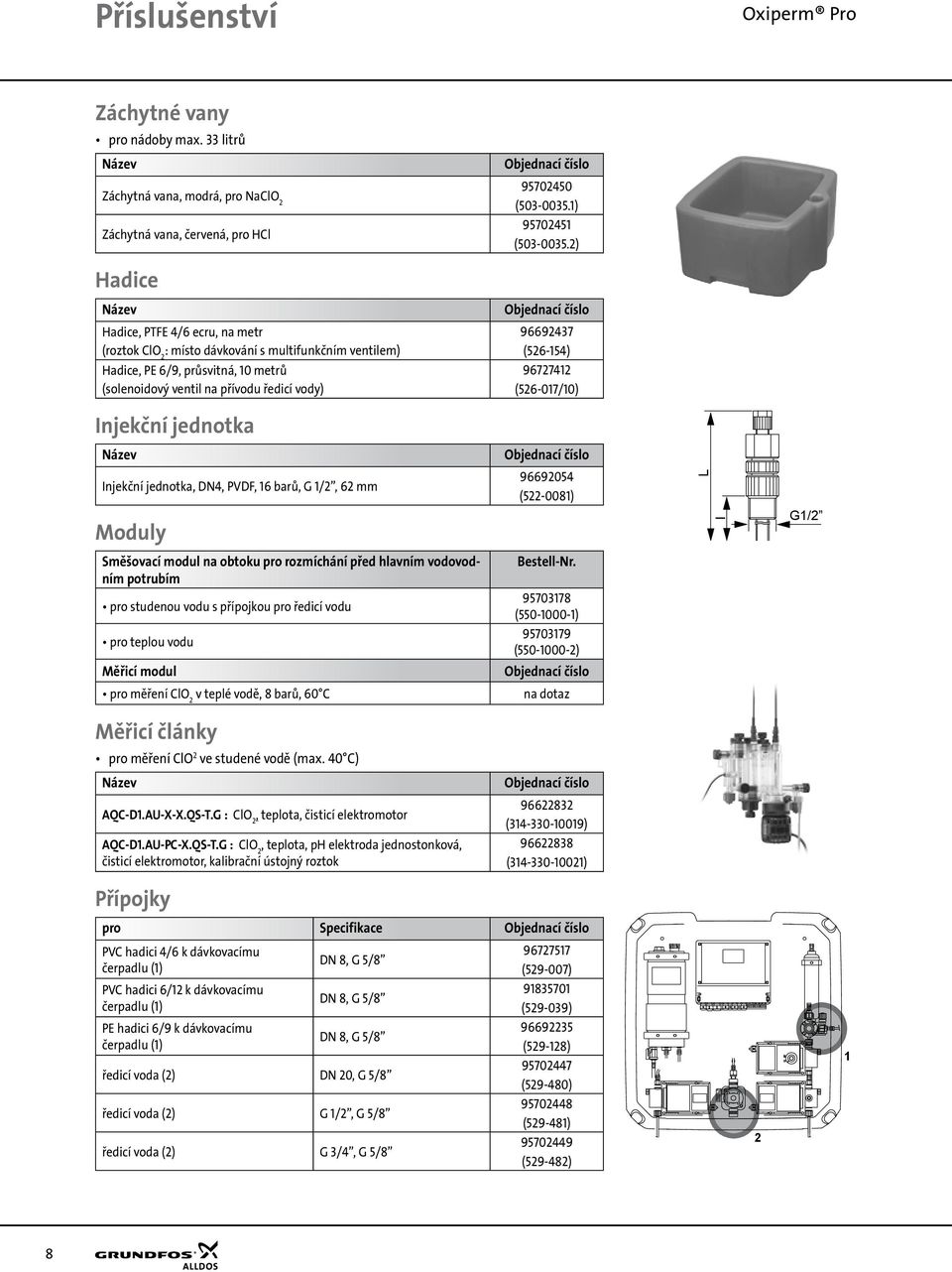 96727412 (526-017/10) Injekční jednotka Injekční jednotka, DN4, PVDF, 16 barů, G 1/2, 62 mm Moduly Směšovací modul na obtoku pro rozmíchání před hlavním vodovodním potrubím pro studenou vodu s