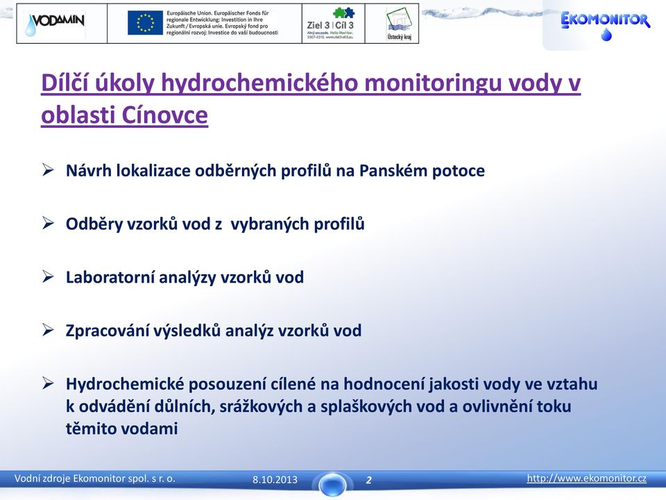 vod Zpracování výsledků analýz vzorků vod Hydrochemické posouzení cílené na hodnocení