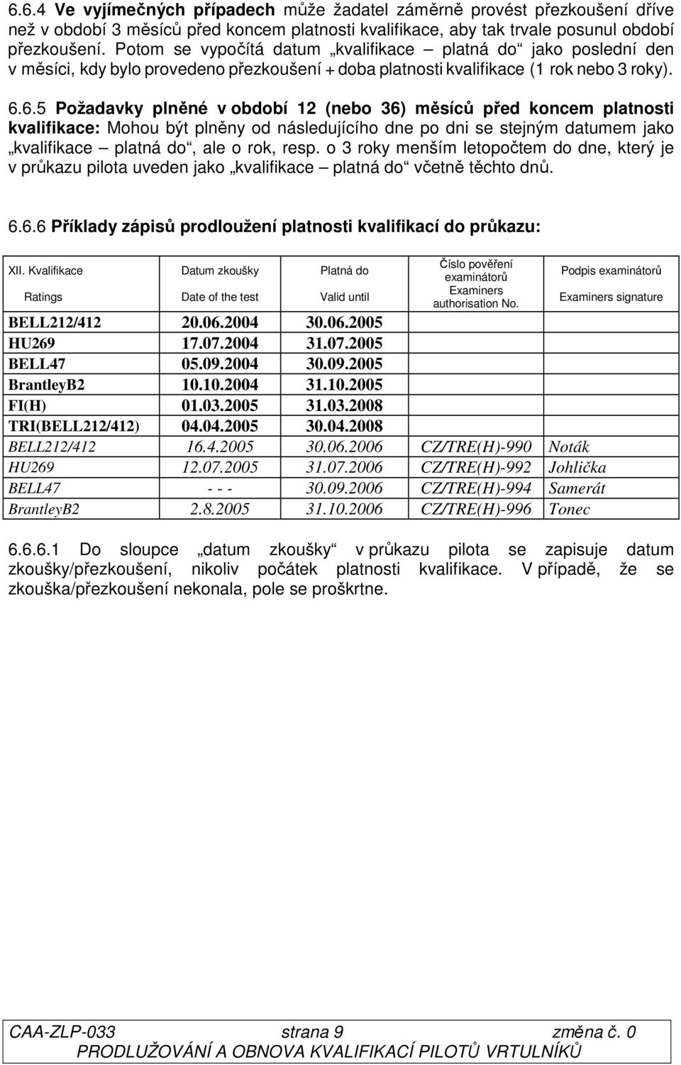 6.5 Požadavky plněné v období 12 (nebo 36) měsíců před koncem platnosti kvalifikace: Mohou být plněny od následujícího dne po dni se stejným datumem jako kvalifikace platná do, ale o rok, resp.