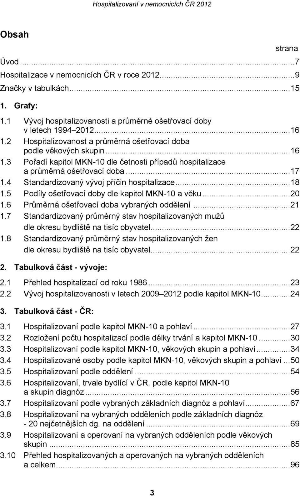 4 Standardizovaný vývoj příčin hospitalizace... 18 1.5 Podíly ošetřovací doby dle kapitol MKN-10 a věku... 20 1.6 Průměrná ošetřovací doba vybraných oddělení... 21 1.