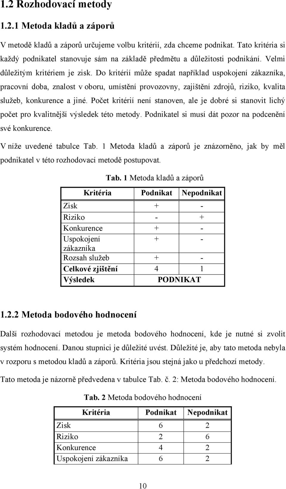 Do kritérií můţe spadat například uspokojení zákazníka, pracovní doba, znalost v oboru, umístění provozovny, zajištění zdrojů, riziko, kvalita sluţeb, konkurence a jiné.