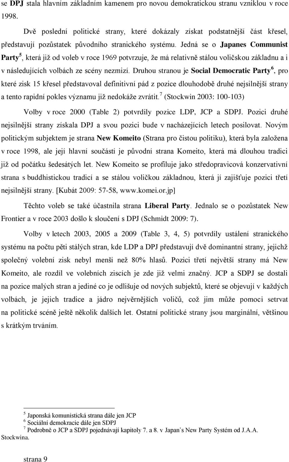 Jedná se o Japanes Communist Party 5, která již od voleb v roce 1969 potvrzuje, že má relativně stálou voličskou základnu a i v následujících volbách ze scény nezmizí.